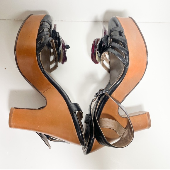 Marni Block Heel Plastic Floral Ankle Strap Size 41 - Picture 8 of 8